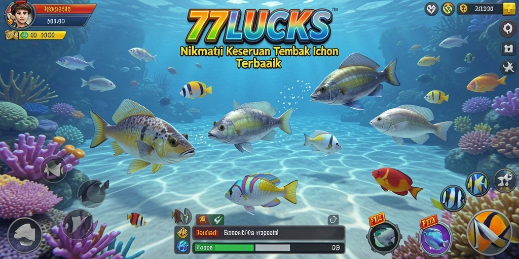 Tampilan gameplay seru saat menembak ikan.