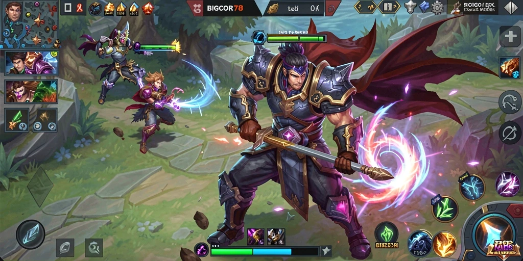 Tampilan gameplay seru dengan karakter dalam pertempuran intens.