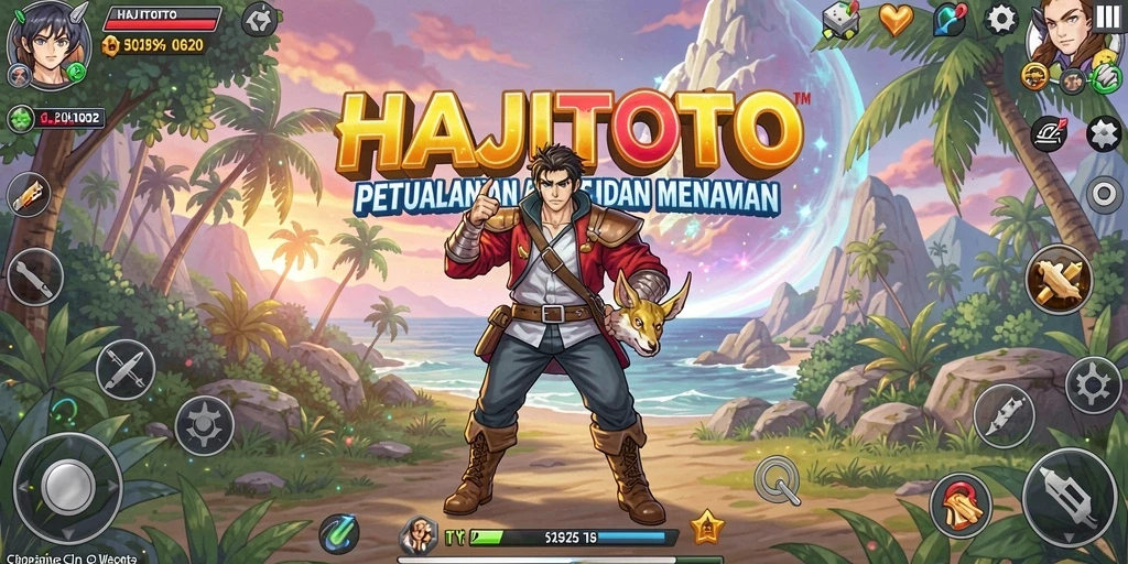 Screenshot gameplay HAJITOTO menampilkan pertarungan karakter Anime yang seru.