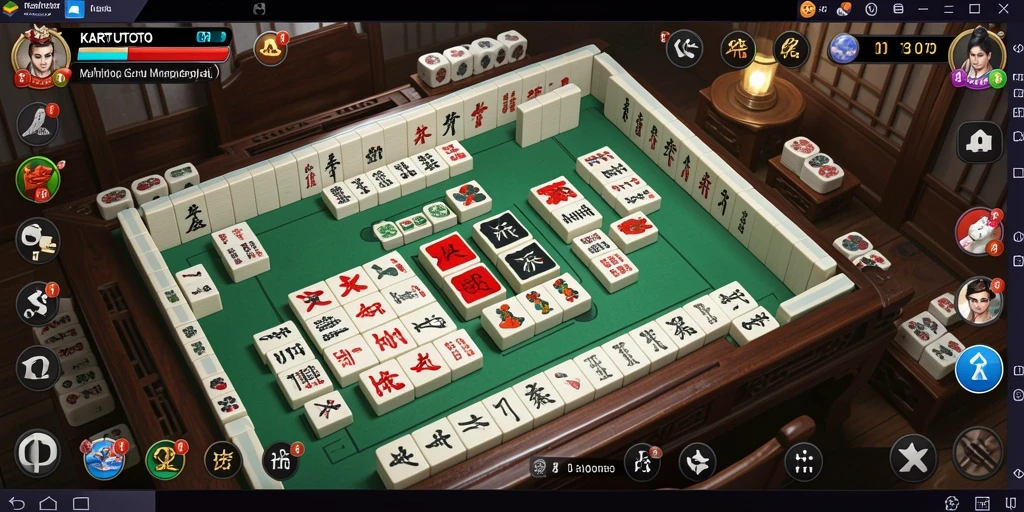 Tampilan gameplay menarik dari KARTUTOTO dengan desain ubin Mahjong yang menawan.