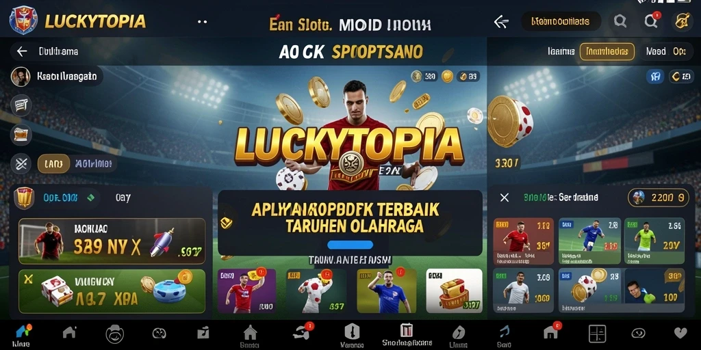 Screenshot gameplay LUCKYTOPIA yang menampilkan pengalaman taruhan olahraga.