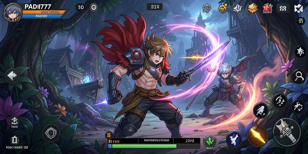 Screenshot gameplay PADI777 menampilkan karakter Anime dalam aksi yang mendebarkan.