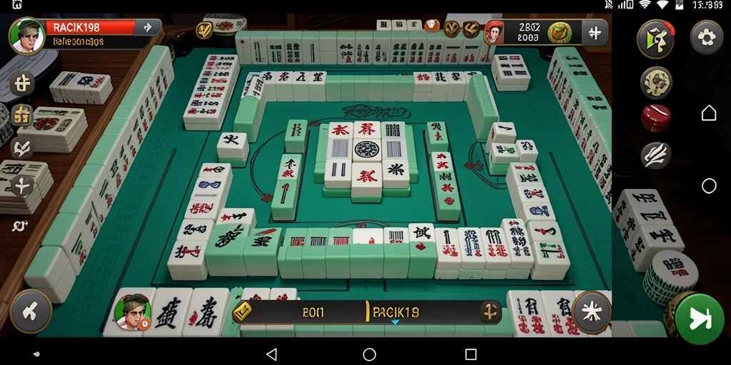 Tangkapan layar gameplay RACIK198 menampilkan aksi Mahjong yang menegangkan.