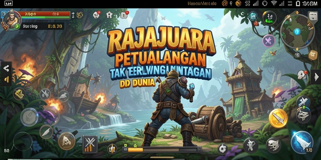 Screenshot utama RAJAJUARA menampilkan aksi petualangan yang mendebarkan.