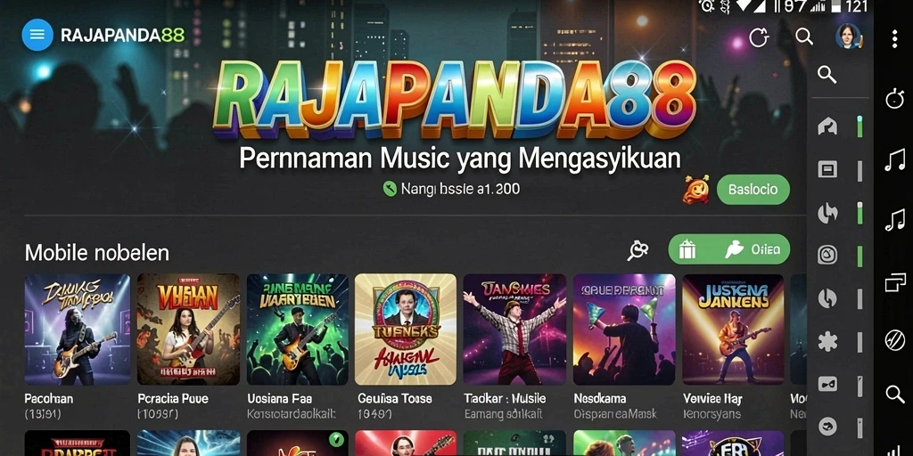 Screenshot utama dari gameplay RAJAPANDA88 menampilkan interaksi musik yang seru.