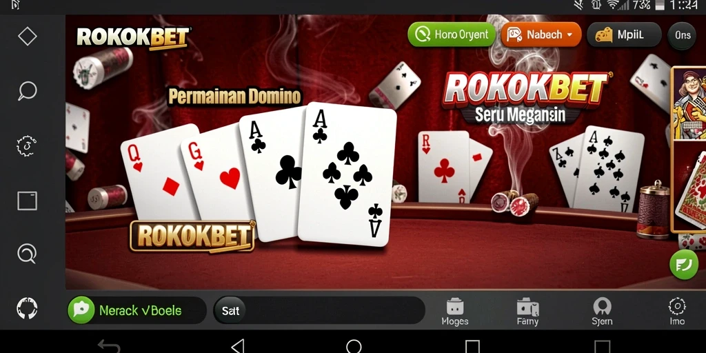 Tampilan gameplay ROKOKBET dengan meja permainan Domino yang seru.