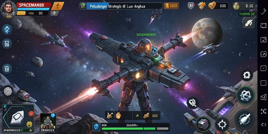 Tangkapan layar SPACEMAN88 menampilkan dinamika gameplay strategi luar angkasa.
