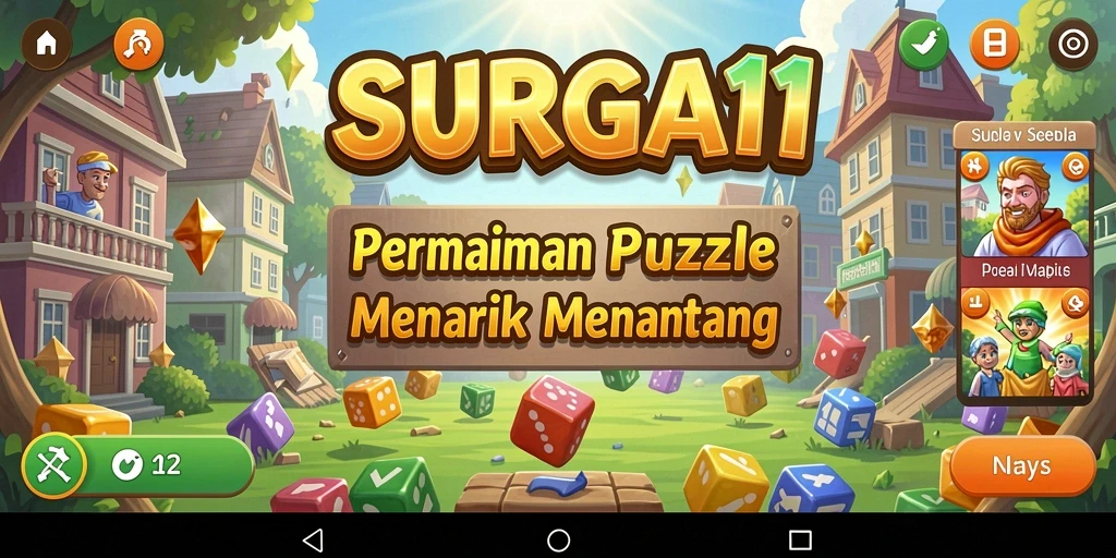 Tangkapan layar utama SURGA11 menampilkan gameplay Puzzle yang seru dan menantang.