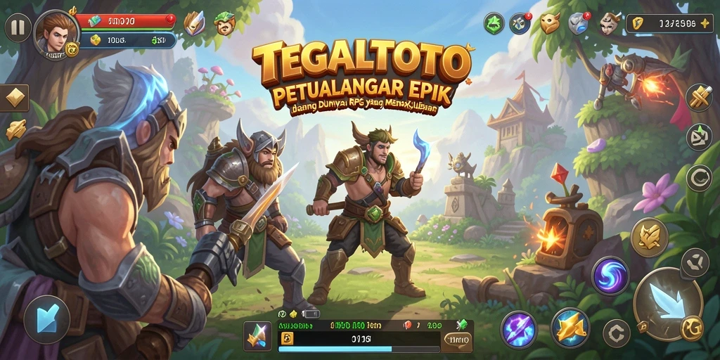 Screenshot TEGALTOTO menampilkan aksi pertempuran mendebarkan dalam RPG.
