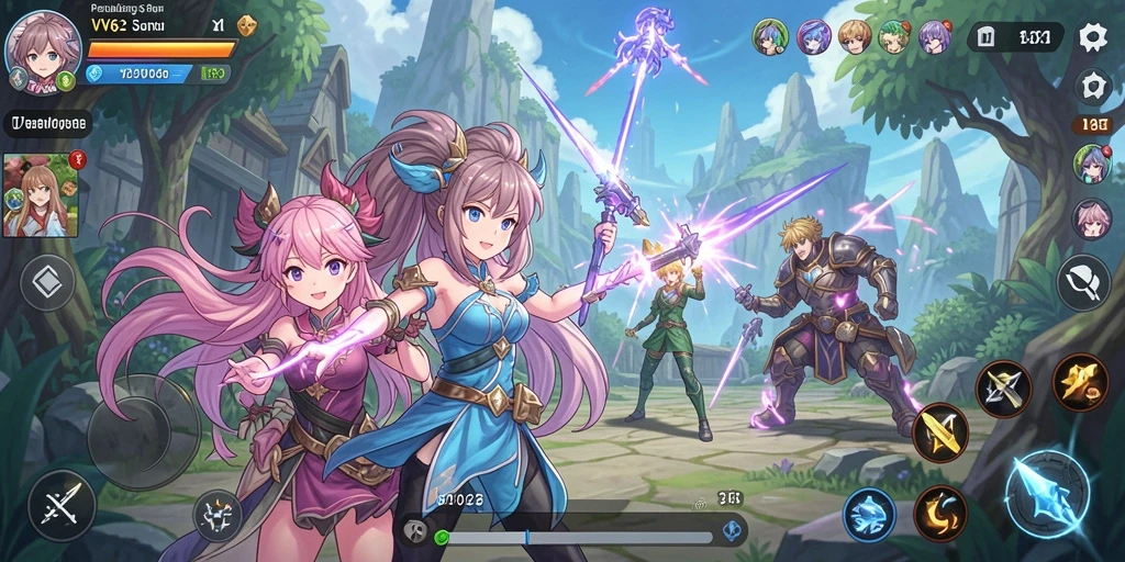 Tampilan gameplay menarik di dunia Anime penuh warna.